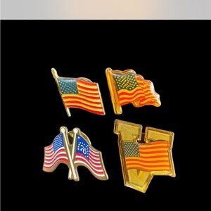 Set of 4 Vintage American Flag Hat or Lapel Pins